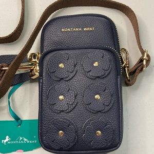 Montana West Blue Leather Crossbody Bag Southwestern NEW WITH TAGS